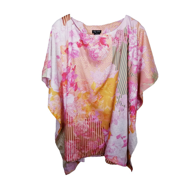 *NEW* CITY CHIC Floral Top Sunset Rose Print Plus Size 20 - Picture 3 of 5